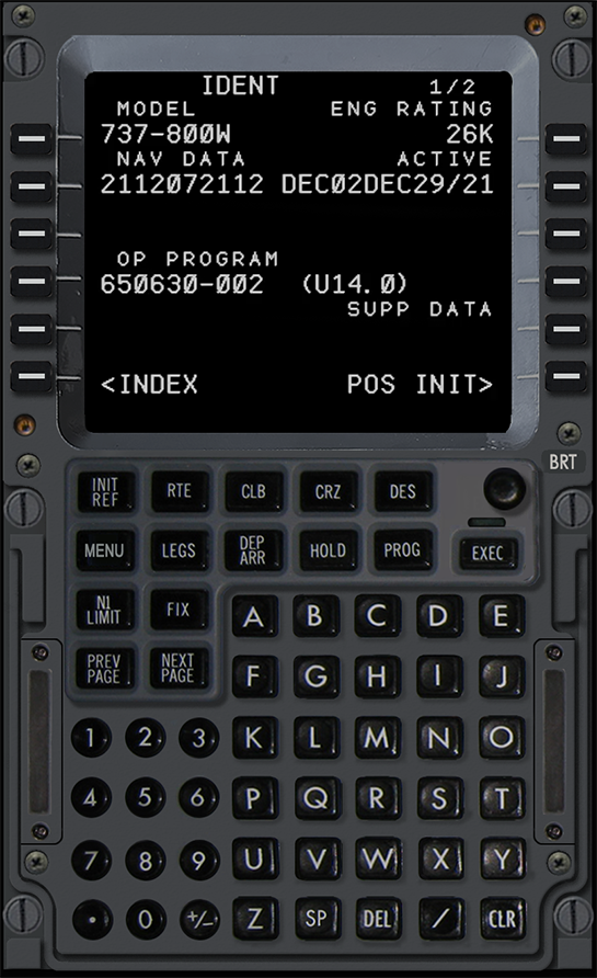 CDU Remote — Boeing 737-800 IDENT page
